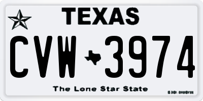 TX license plate CVW3974