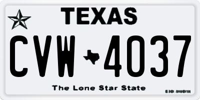 TX license plate CVW4037