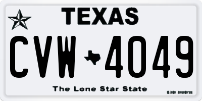 TX license plate CVW4049