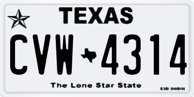 TX license plate CVW4314