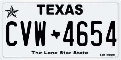 TX license plate CVW4654