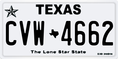 TX license plate CVW4662