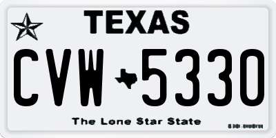TX license plate CVW5330