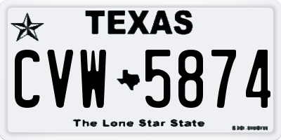 TX license plate CVW5874