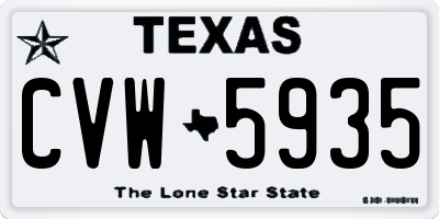 TX license plate CVW5935