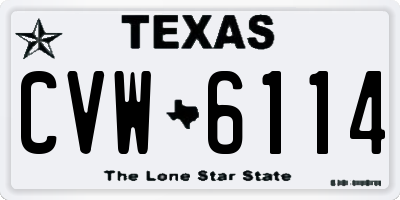 TX license plate CVW6114