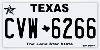 TX license plate CVW6266