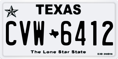 TX license plate CVW6412