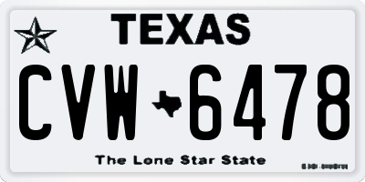 TX license plate CVW6478