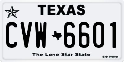 TX license plate CVW6601
