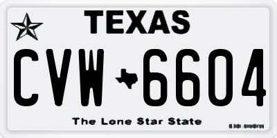 TX license plate CVW6604