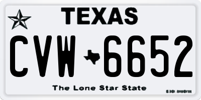 TX license plate CVW6652