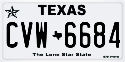 TX license plate CVW6684