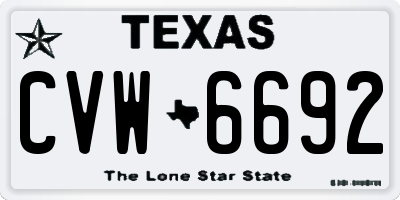 TX license plate CVW6692