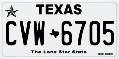 TX license plate CVW6705