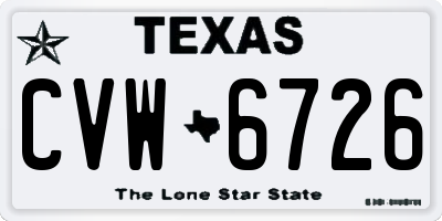 TX license plate CVW6726