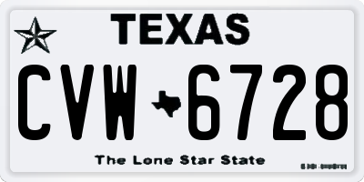 TX license plate CVW6728