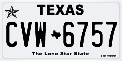 TX license plate CVW6757