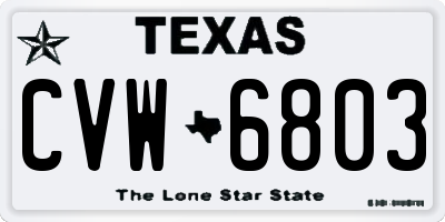 TX license plate CVW6803
