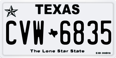 TX license plate CVW6835