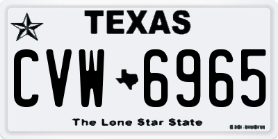 TX license plate CVW6965