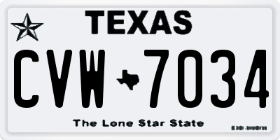 TX license plate CVW7034