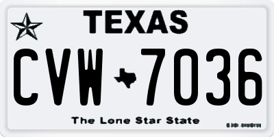 TX license plate CVW7036