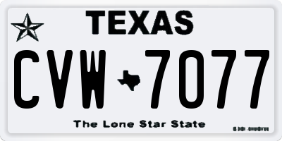 TX license plate CVW7077