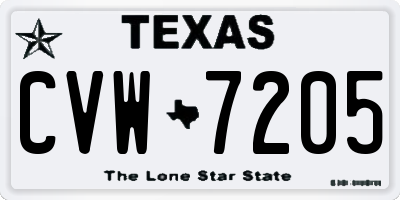 TX license plate CVW7205