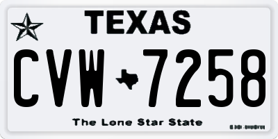 TX license plate CVW7258