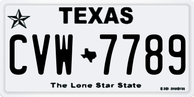 TX license plate CVW7789