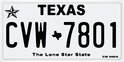 TX license plate CVW7801
