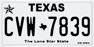 TX license plate CVW7839