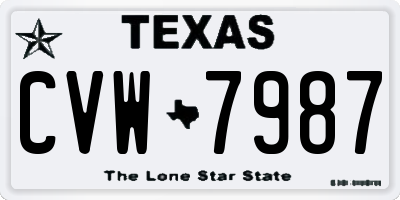 TX license plate CVW7987