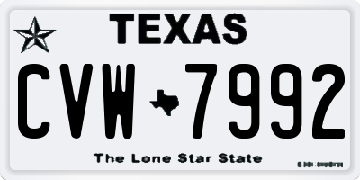TX license plate CVW7992