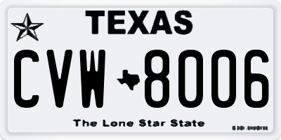 TX license plate CVW8006