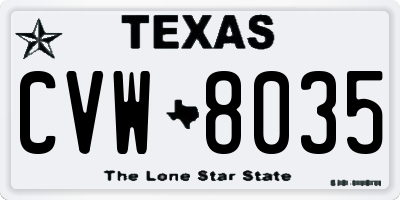 TX license plate CVW8035