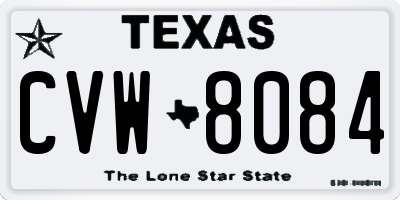TX license plate CVW8084