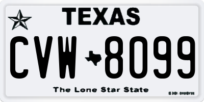 TX license plate CVW8099