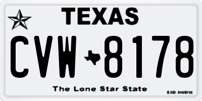 TX license plate CVW8178
