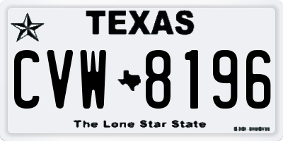 TX license plate CVW8196
