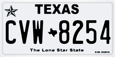 TX license plate CVW8254