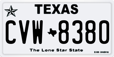 TX license plate CVW8380