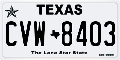 TX license plate CVW8403