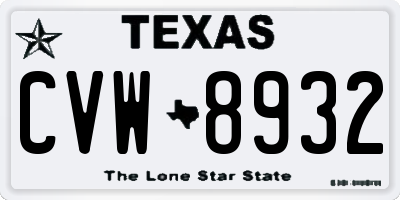 TX license plate CVW8932