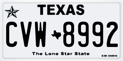 TX license plate CVW8992