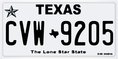 TX license plate CVW9205