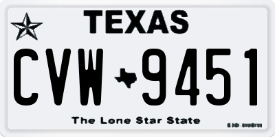 TX license plate CVW9451
