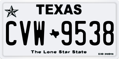 TX license plate CVW9538