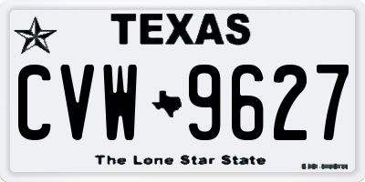 TX license plate CVW9627